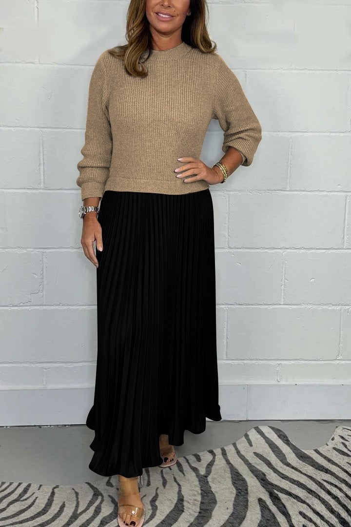 Emilia | Pull Long Avec Jupe Plissée