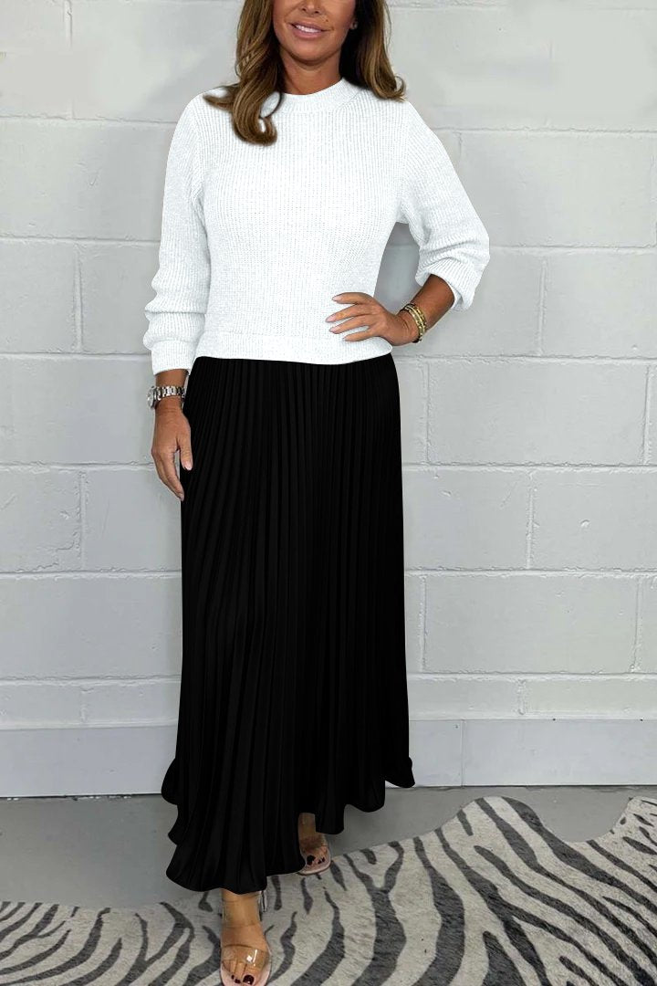 Emilia | Pull Long Avec Jupe Plissée