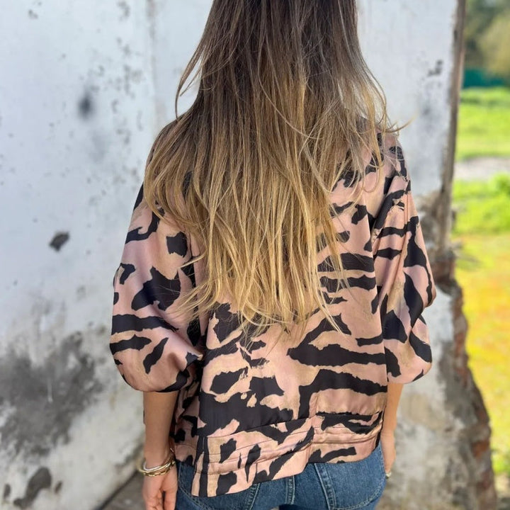 Zaira™ | Veste Printanière à Zip à Motif Zebra